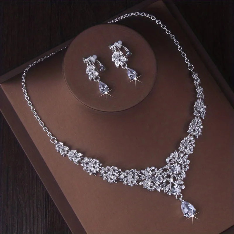 Baroque Rhinestone Crown Bridal Jewelry Set for Wedding Accessories