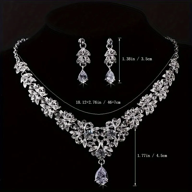 Baroque Rhinestone Crown Bridal Jewelry Set for Wedding Accessories