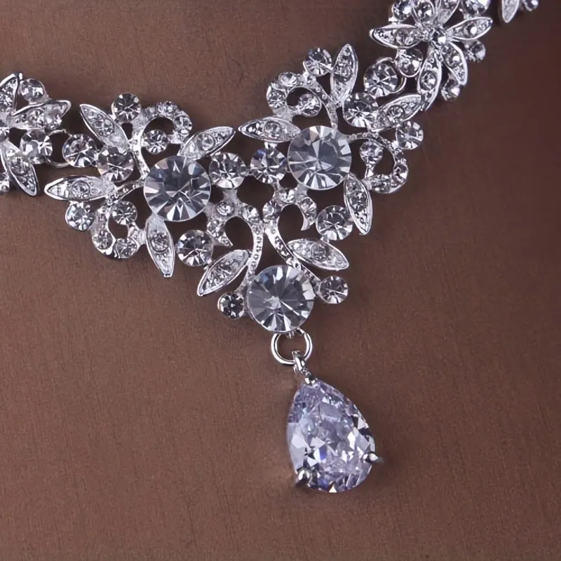 Baroque Rhinestone Crown Bridal Jewelry Set for Wedding Accessories