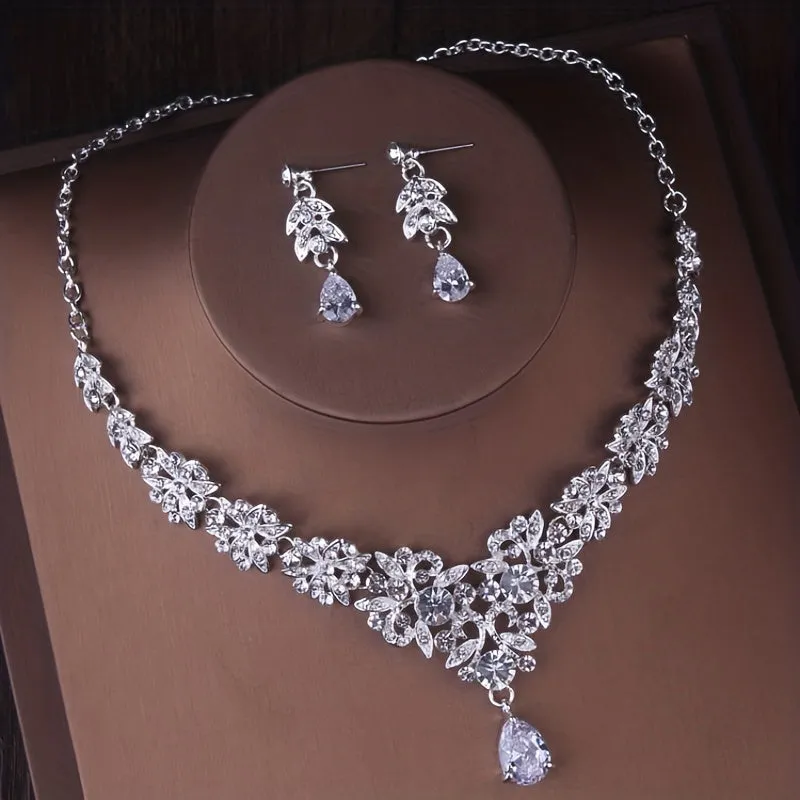 Baroque Rhinestone Crown Bridal Jewelry Set for Wedding Accessories