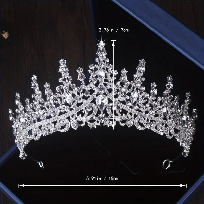 Baroque Rhinestone Crown Bridal Jewelry Set for Wedding Accessories