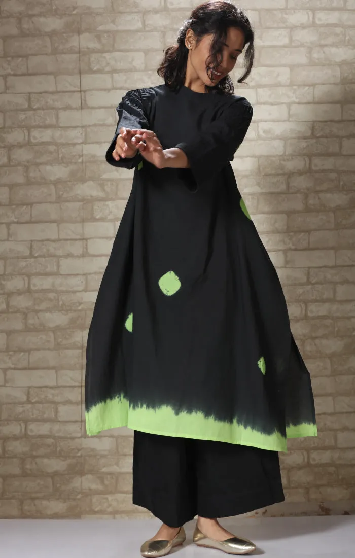 Black Shibori Tunic with Black Pants