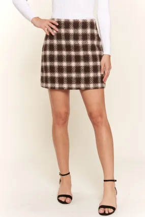 Blue Zone Planet |  And The Why Full Size Brushed Plaid Mini Skirt