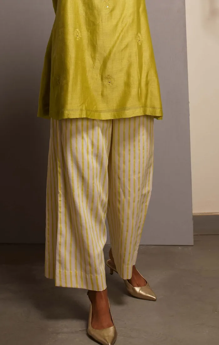 Citron Green A line Tunic with pants and stole