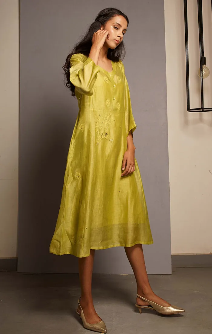Citron Green A line Tunic with pants and stole