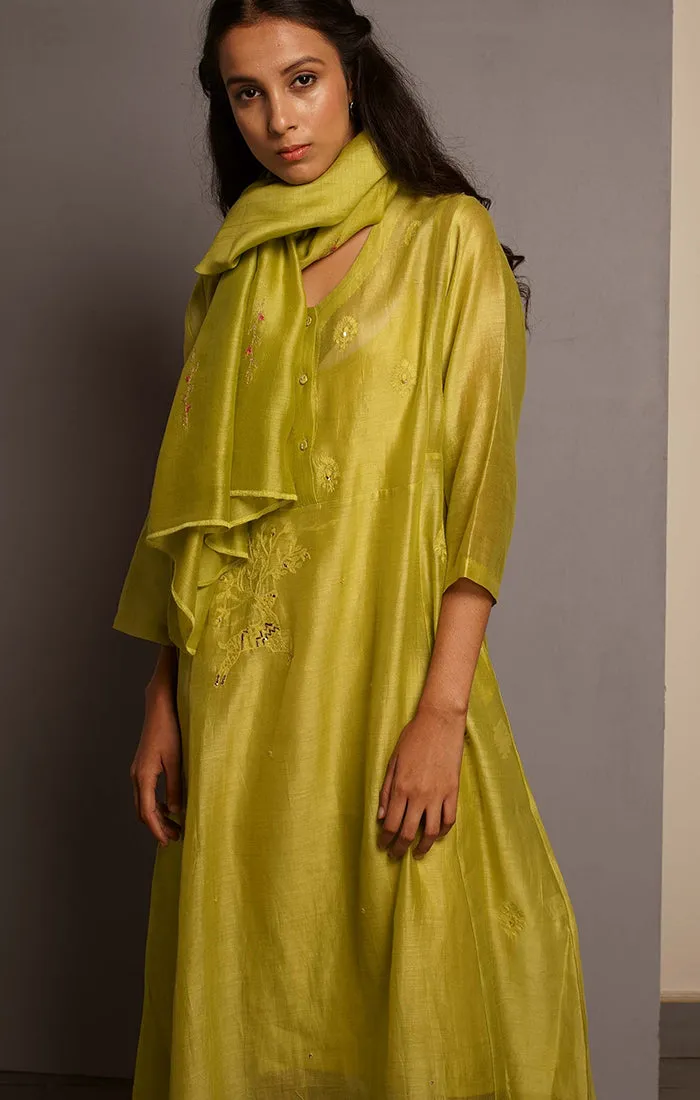 Citron Green A line Tunic with pants and stole
