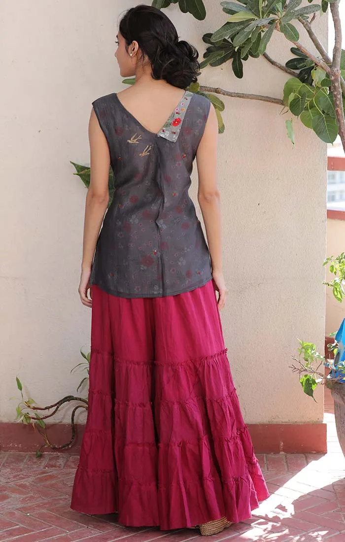 Grey Chanderi Tunic with Sharara