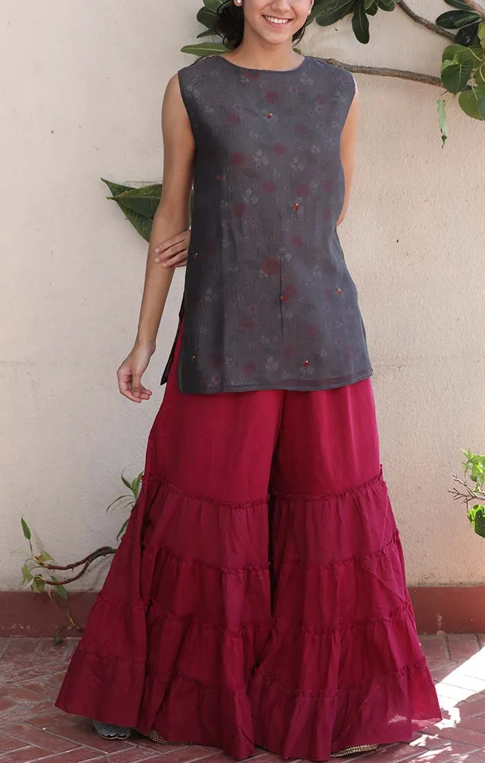 Grey Chanderi Tunic with Sharara