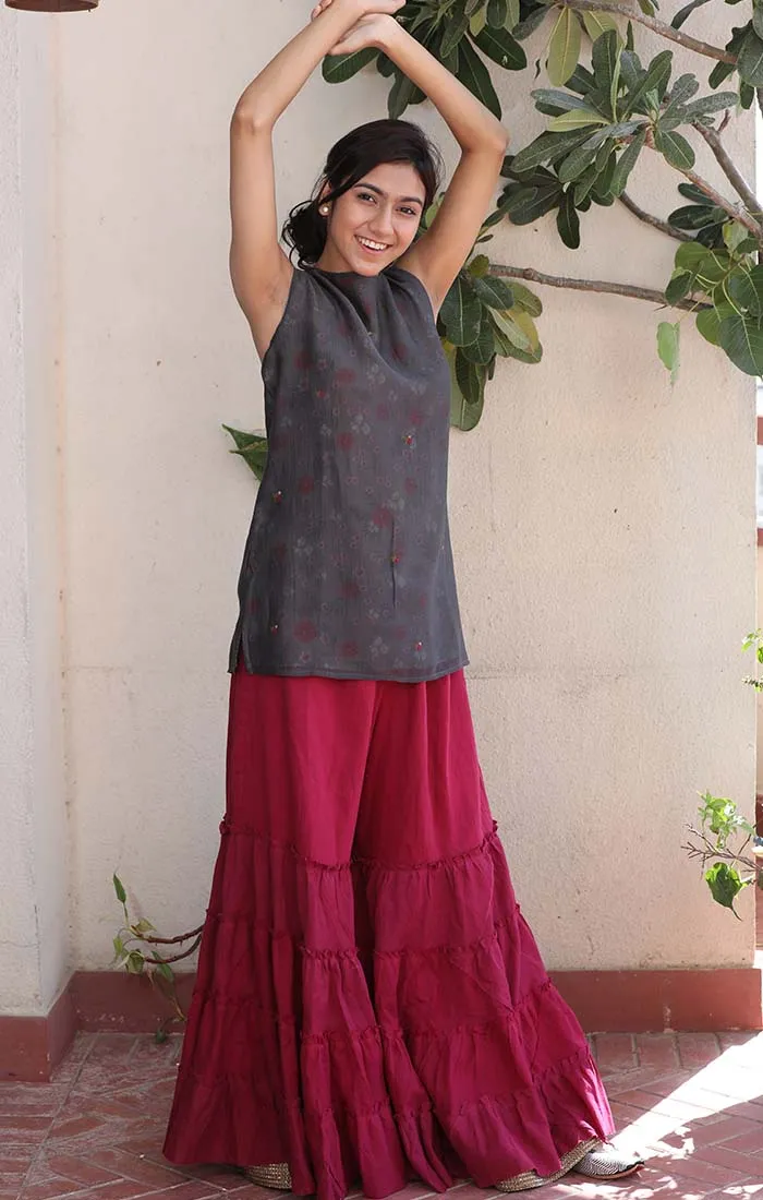 Grey Chanderi Tunic with Sharara
