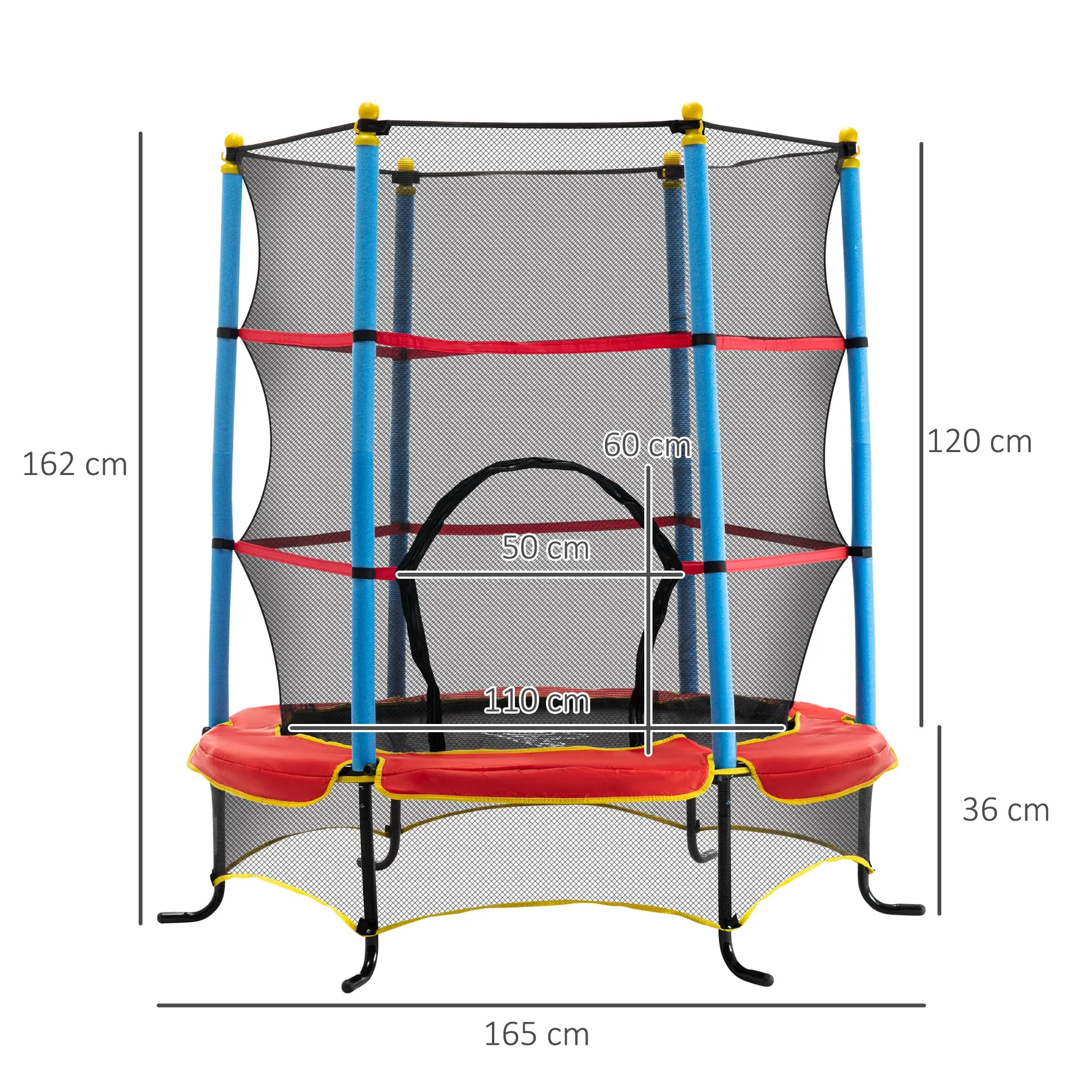 HOMCOM Trampoline for Kids w/Enclosure Net Built-in Zipper Safety Pad 3-6 Year