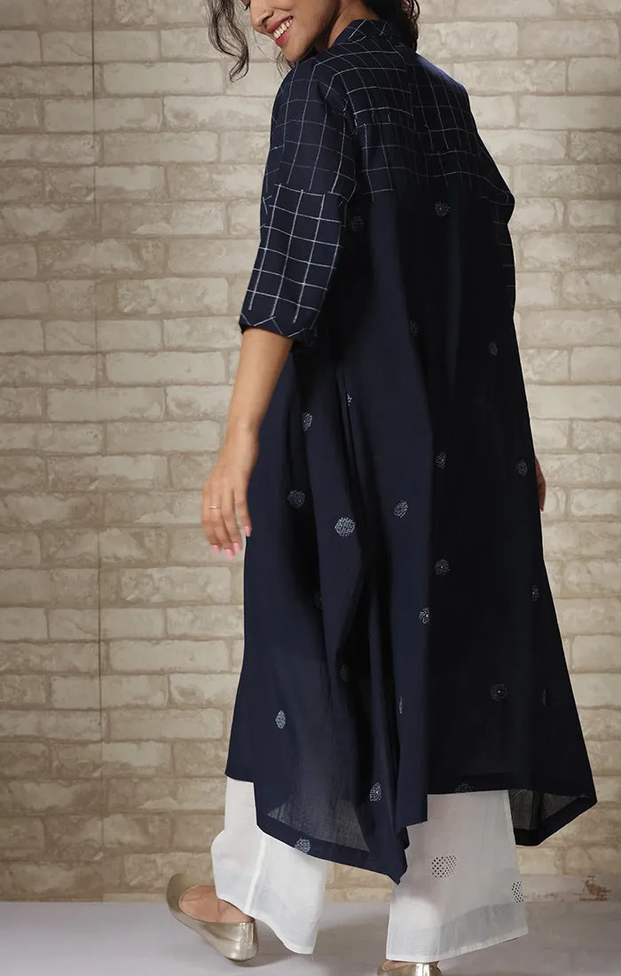 Indigo Handblock Printed Tunic Dress with Palazzo