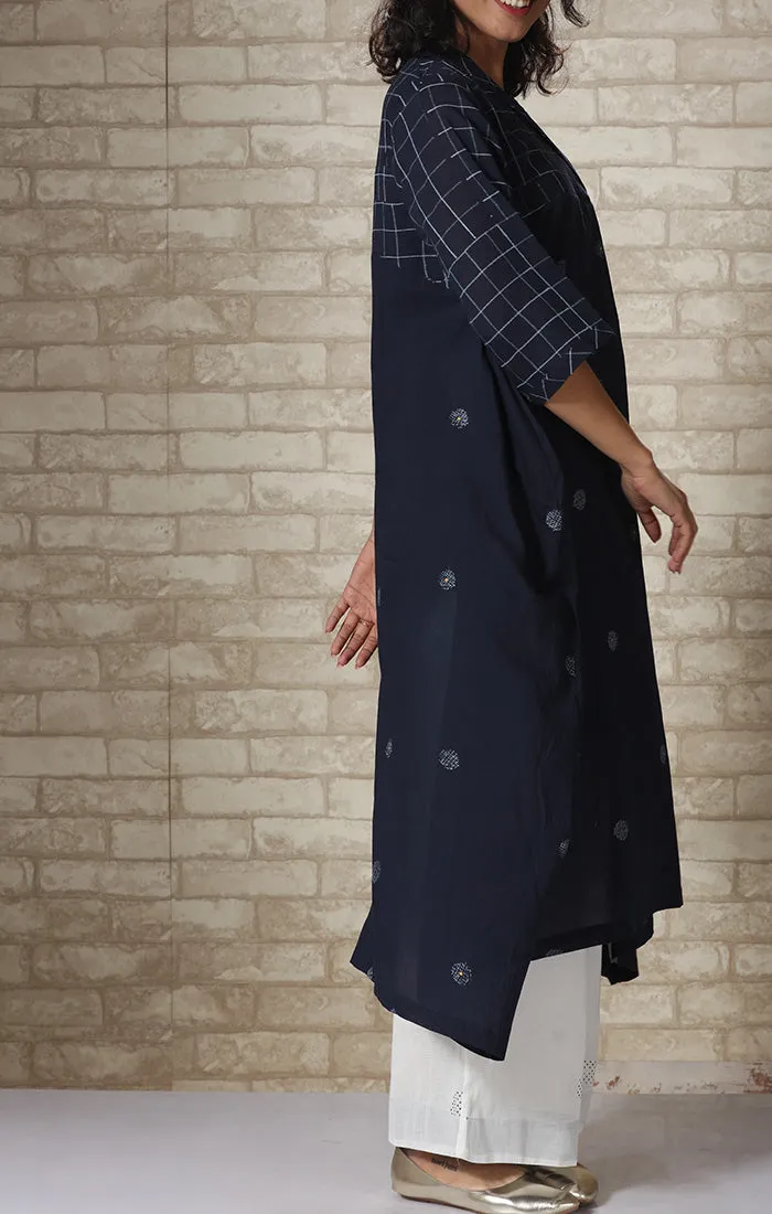 Indigo Handblock Printed Tunic Dress with Palazzo