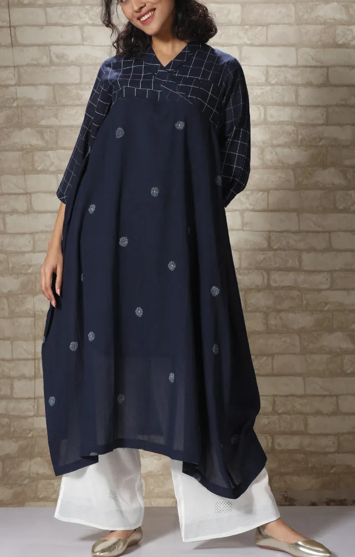 Indigo Handblock Printed Tunic Dress