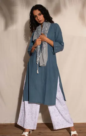 Indigo Handspun Handwoven Cotton Tunic with Pants