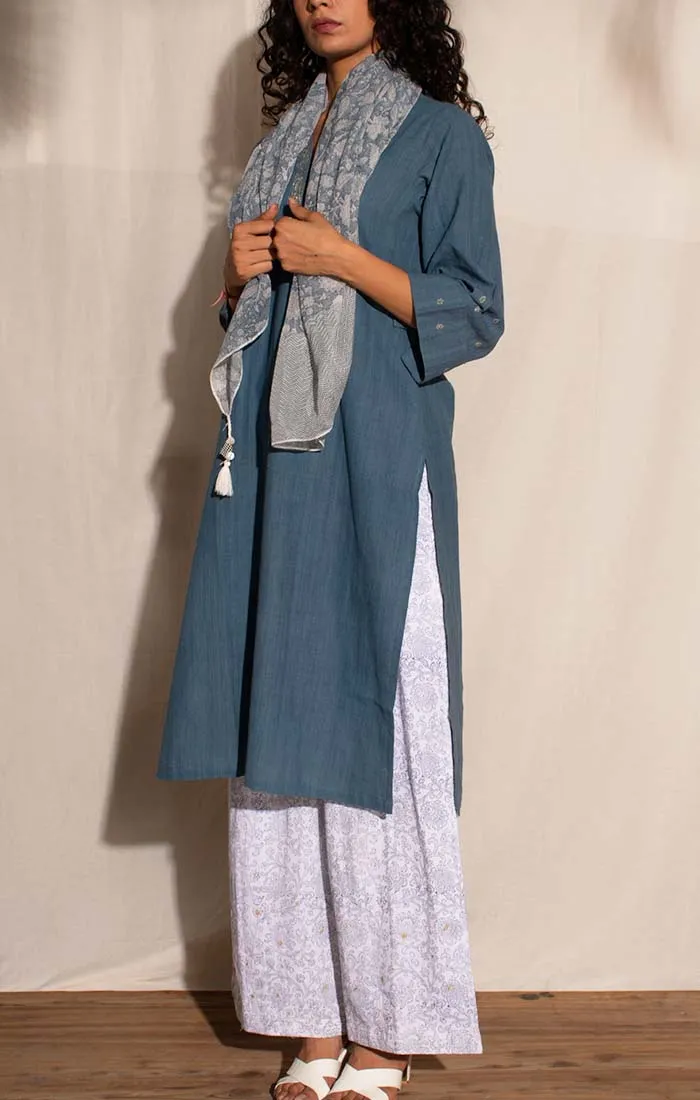 Indigo Handspun Handwoven Cotton Tunic with Pants
