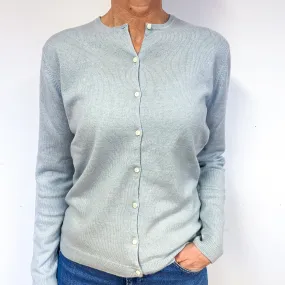 Opal Blue Cashmere Crew Neck Cardigan Medium