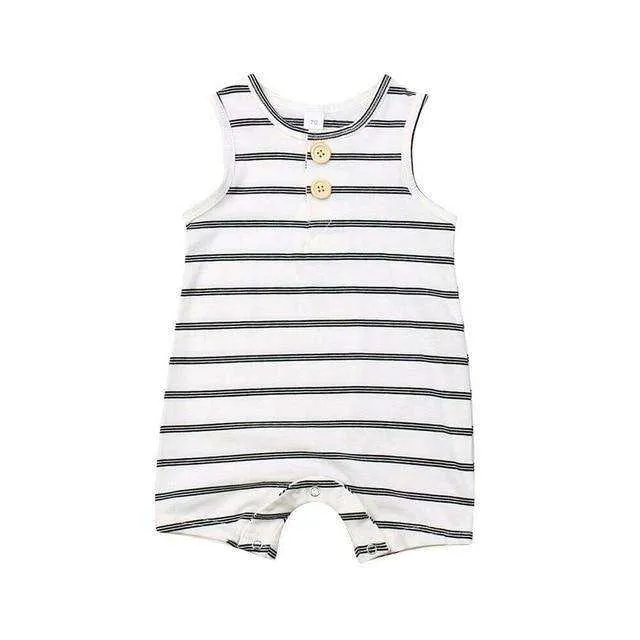 Summer Newborn Infant Baby Boy Girl Sleeveless Striped Romper Clothes