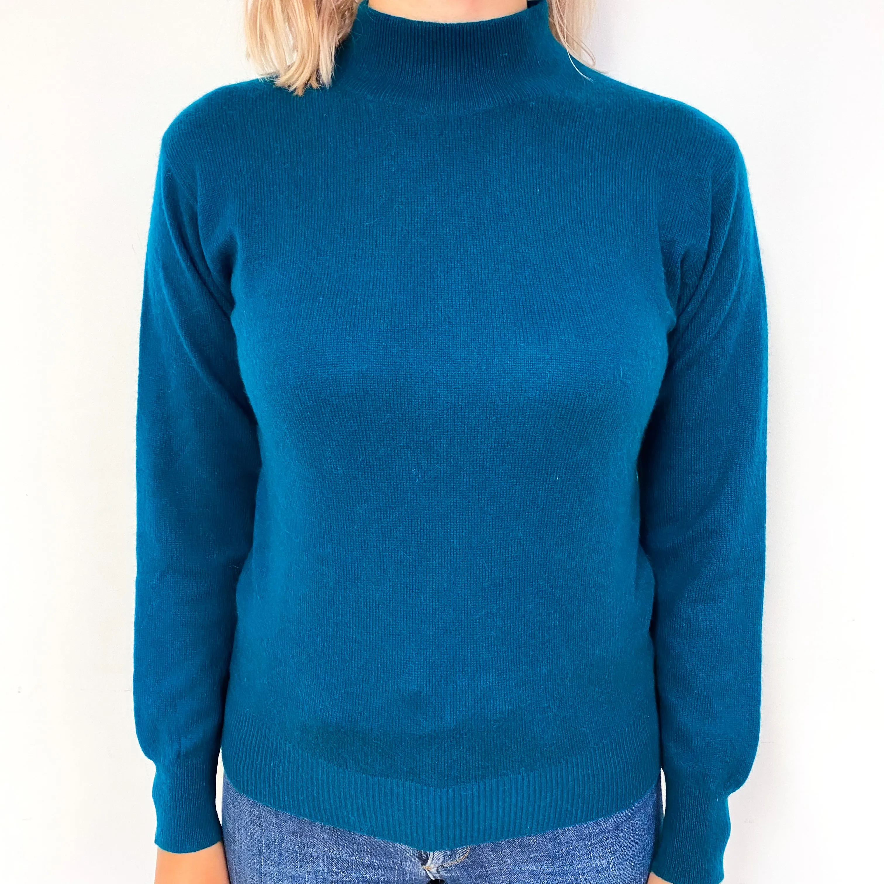 Teal Green Cashmere Turtle Neck Jumper Small