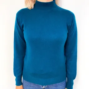 Teal Green Cashmere Turtle Neck Jumper Small